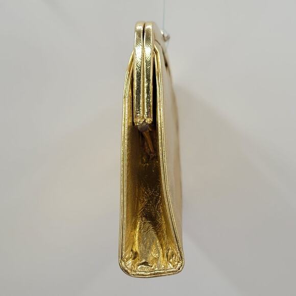 Vintage 60s Glam Gold Metallic Rectangle Evening Clutch Handbag Purse - Picture 3 of 11